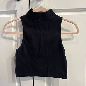 Zara black ripped mock neck tank top. Size M-L
